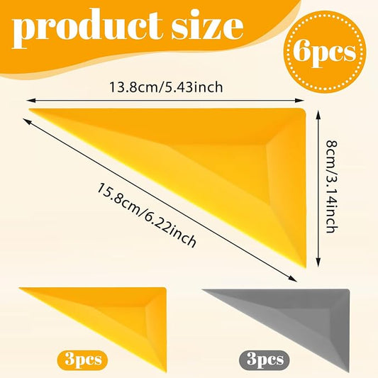 JJUNW 6Pcs Window Tint Squeegee, Triangle Contour Squeegees Windows Tint Tools Grey Yellow Corner Squeegee Vinyl Wrap Tool Kit for Car Wrapping Window Tinting Film Installation Application
