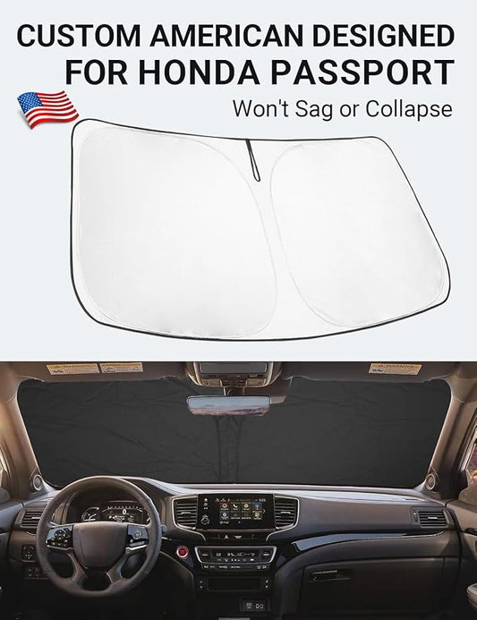 Proadsy 2026 Upgrade Front Windshield Sun Shade Foldable Sunshade Protector Custom Fit 2019-2025 Passport, Sport, EX-L, Touring, Eliten, SUV Accessories