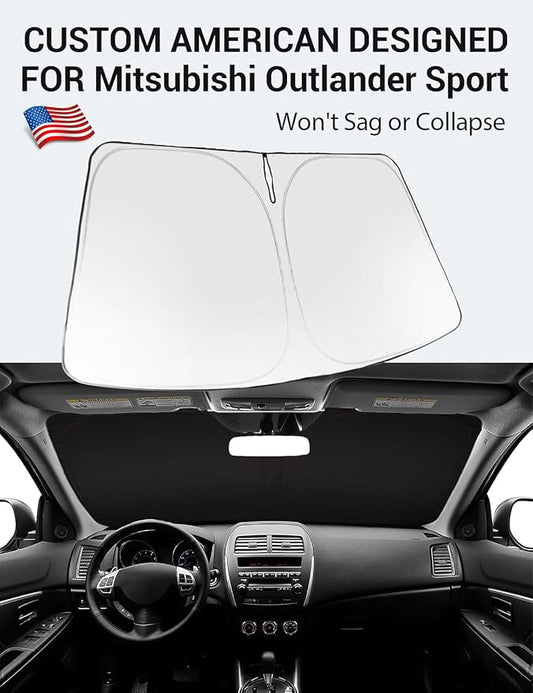 Proadsy 2026 Upgrade Windshield Sun Shade Custom Fit Mitsubishi Outlander Sport 2011-2025 2026 4-Layer Foldable Front Sunshade Protector Sun Visor Blocks UV Rays Keep Car Cooler
