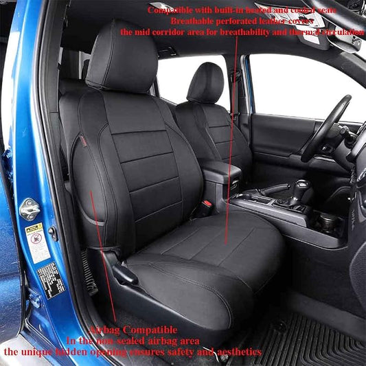 EKR Tacoma Front Seat Covers Custom Fit for Toyota Tacoma 2012 2013 2014 2015 (Regular Seats), Truck Seat Cover for Car - Front Row Only,Neoprene (Black)