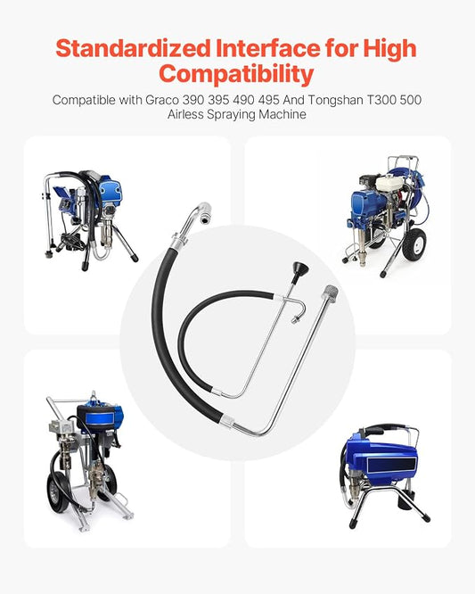VEVOR Suction Hose Tube and Reflux Line Sets, Aluminum Alloy an Rubber Suction Hose and Reflux Line Set, Paint Sprayers Tool Part, Compatible with Multiple Airless Spraying/Line Painting Machine