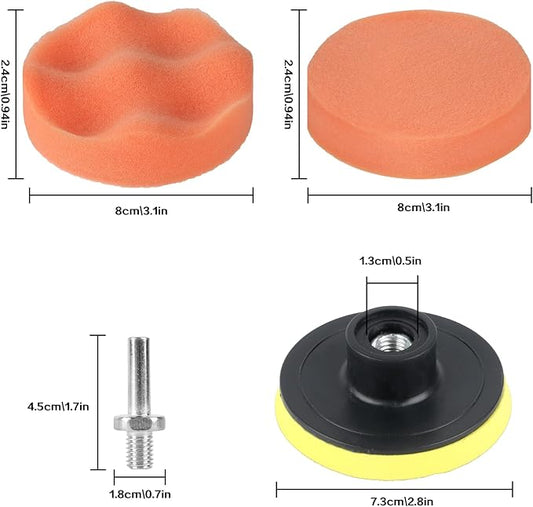 10-Pack Car Polishing Pads, 3 Inch Foam, Buffer Polisher for Drill, Fleece Pad Wax Buffer Drill Polisher Attachment with M10 Adapter