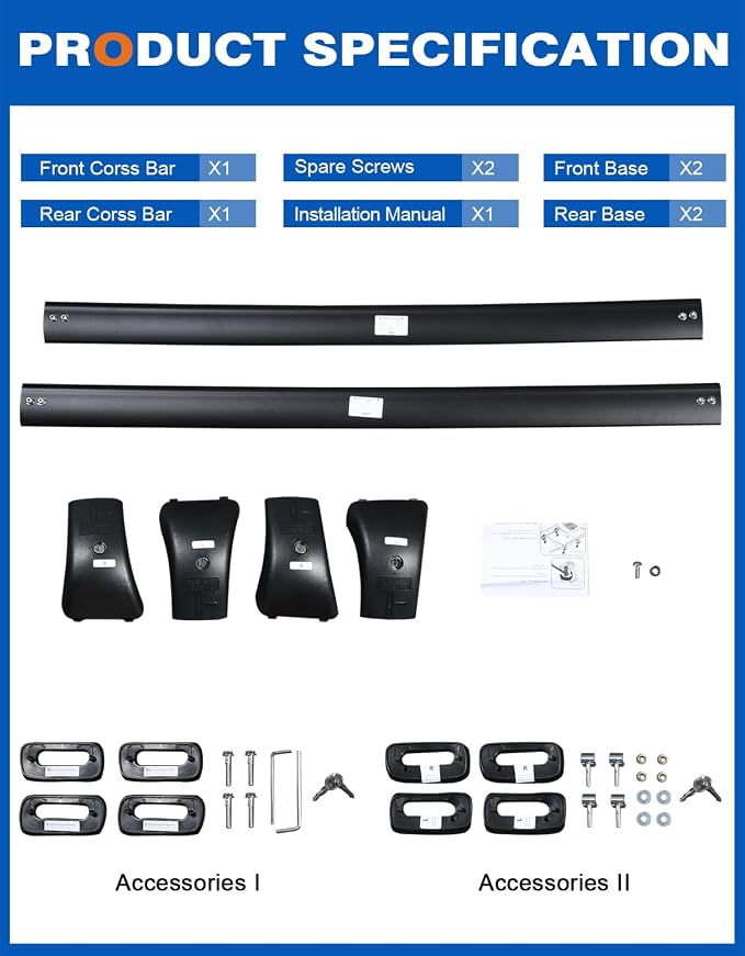 Wonderdriver Lockable Roof Rack Cross Bars 220lb Compatible with 2014-2019 Toyota Highlander XLE Limited & SE & LE Plus & LE with Anti-Theft Metal Heavy Duty Crossbars Black Rooftop Luggage Carrier