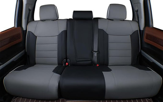 EKR Custom Fit Tacoma Rear Car Seat Covers for Toyota Tacoma 2016 2017 2018 2019 2020 2021 2022 2023 Double Cab/Crew Cab - Second Row Only,Faux Leather(Black/Gray)
