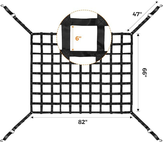 Cargo Net for Pickup Truck Bed Adjustment 66"x82" Truck Bed Cargo Netting with S-Hook Fittings 2” Wide Heavy Duty Small Trunk Cargo Nets Automotive Carrier for SUV Car Trailer