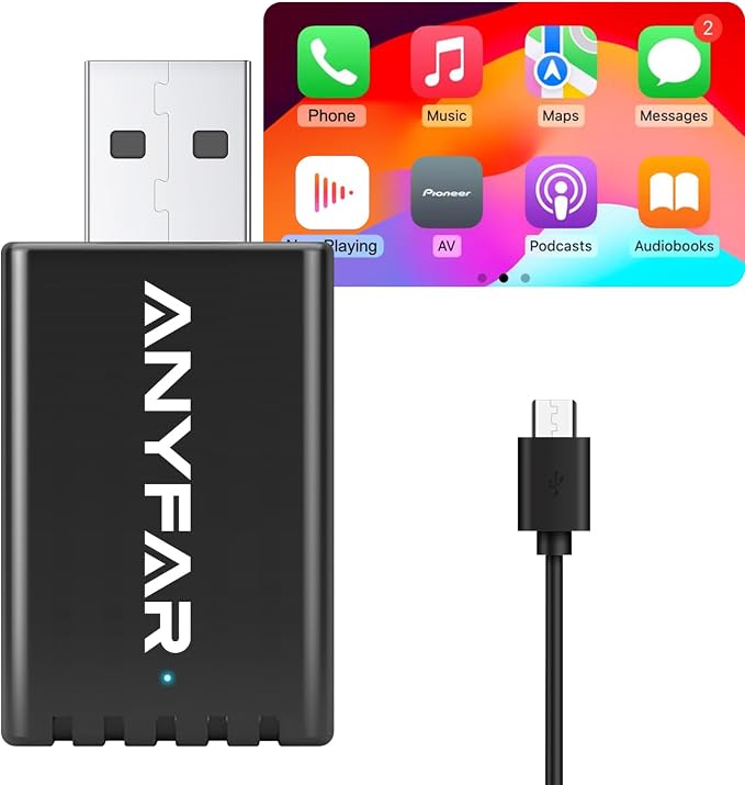 A4 Wireless CarPlay Adapter for iPhone, Android Auto for Android Phone, Dual-core 5G Chip (Upgraded), 5.8Ghz WiFi No Lag, Car Play Dongle with USB-C Cable for OEM Wired CarPlay/AndroidAuto Car 2016+