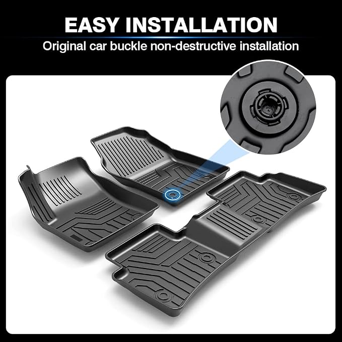 KUST Floor Mats for 2020-2025 2026 Toyota Corolla (Not for Corolla Cross) All Weather TPE Rubber Liner Custom Fit 2 Row Seat Carpet 3D Front Rear Black 3PCS