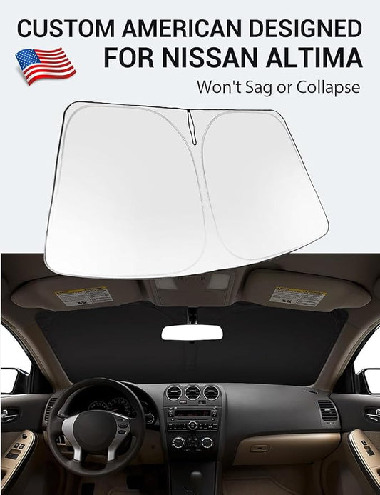 Proadsy 2026 Upgrade Windshield Sun Shade Custom Fit 2007-2012 Nissan Altima Foldable Front Sunshade Protector Sun Visor Blocks UV Rays Keep Car Cooler