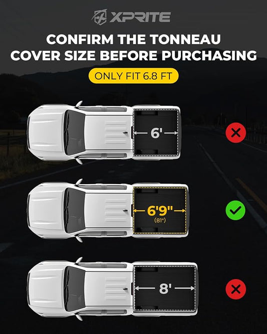 Xprite FRP Hard Tri-Fold Truck Bed Tonneau Cover Compatible with 2020 2021 2022 2023 2024 2025 2026 Chevrolet Silverado/GMC Sierra 2500 3500 HD with 6.8FT (81") Bed