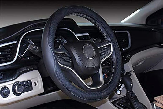 Mayco Bell Universal Standard Size Steering Wheel Cover Anti-Slip,Safety,Soft,Breathable,Durable,Full Surround,Comfortable Grip Microfiber Leather (14.5-15 inch,Black)