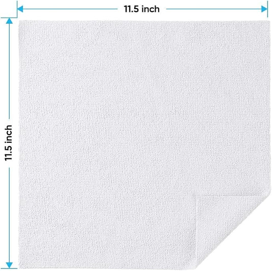 HOMEXCEL White Microfiber Cleaning Cloths, 10 Pack Microfiber Towels for Cars, Lint & Scratch-Free Cleaning Rags for House, Kitchen and Car 11.5 x 11.5 inch