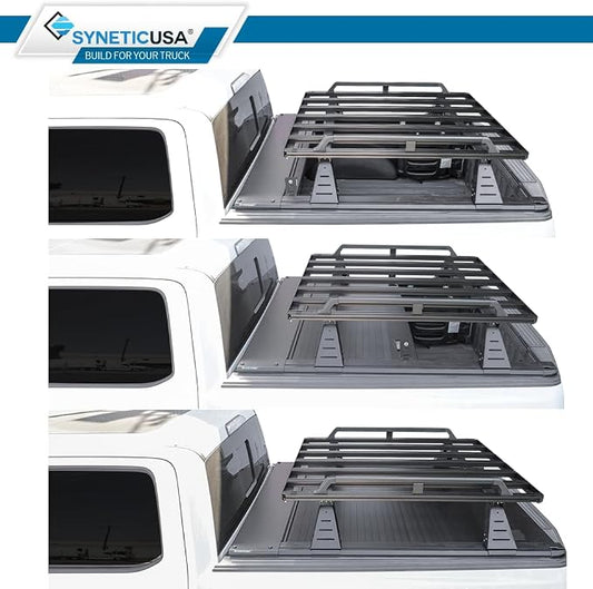 Syneticusa MR Retractable Truck Bed Cover with R2 Rack for Ford F-150 2004–2026 | 5.5' (67”) Short Bed | Aluminum Hard Retractable Tonneau Cover | One-Person Installable | Waterproof, Low-Profile