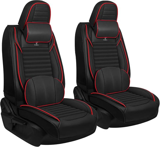 Seat Covers Fit for Nissan Rogue 2015-2026, Breathable and Comfortable Leather Car Seat Cover, Deluxe Waterproof Cushion Cover Auto Interior Accessories (Black Red)