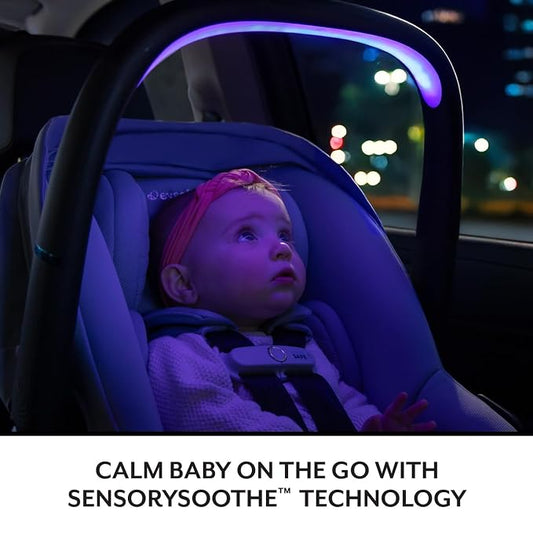 Evenflo LiteMax NXT Rear-Facing Lightweight Preemie and Infant Car Seat 3-30lbs with SensorySoothe. Easy Install with Base (Jasper Black)