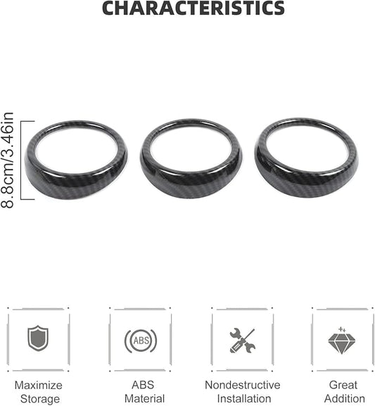 RT-TCZ Center Console Air Conditioner Outlet Vent Trim Cover Ring Interior Accessories for Ford Mustang 2015-2022,3PCS (Carbon Fiber Grain)