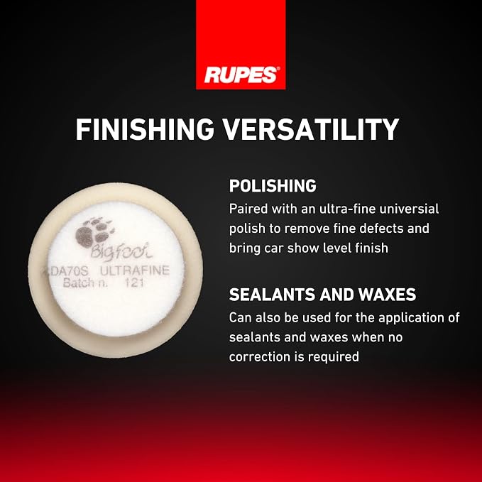 RUPES 9.DA70S/4 Pack of 4 White D-A Ultra-Fine Polishing Foam Pads 70mm | Ideal for Paint Correction & Gloss Enhancement | Removes Extremely Fine Defects | Compatible with 2.75" Backing Plate