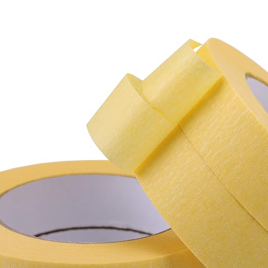 Lichamp 10-Pack Automotive Refinish Masking Tape Yellow 25mm x 50m, Cars Vehicles Auto Body Paint Tape, Automotive Painters Tapes Bulk Set