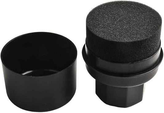 Wheel Tire Sponge Brush for Car Polishing and Waxing with Protective Lid, Featuring Curved and Flat Shape Applicators (Black trim)