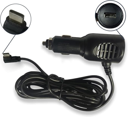 Car Charger Type-C Adapter for Dash cam, Replacement Vehicle Power Cable Cord