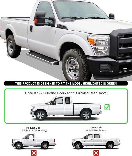 APS Running Boards (Nerf Bars Side Steps Step Bars) Compatible with Ford F250 F350 Super Duty 1999-2016 Regular Cab (Silver Running Board Style)