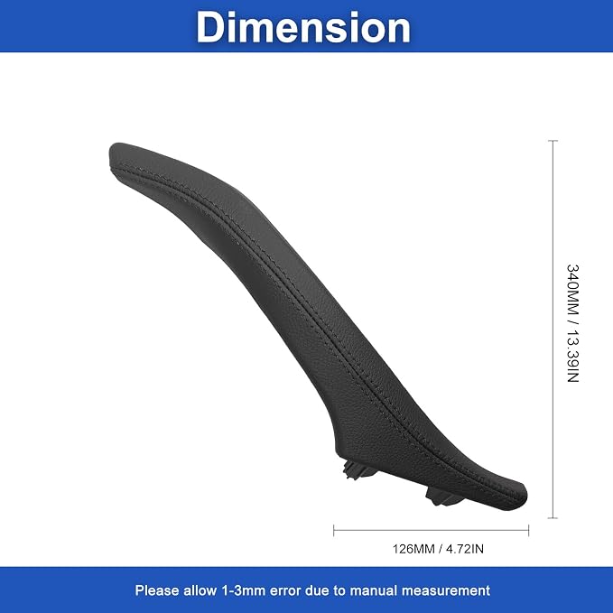 Leather Side Door Pull Handle Cover Compatible with BMW 5 Series F10/F11/F18 520 523 525 528 530 535 2010-2016,Right Passenger Inner Door Handle Assembly(Black, Right)