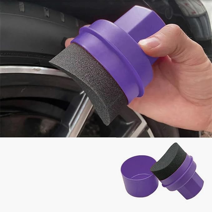 Lint-Free Curved Stiffened Sponge Tire Shine Applicator with Protective Cover, Auto Wax & Polish Detailing Tool(Curved Stiffened Sponge)