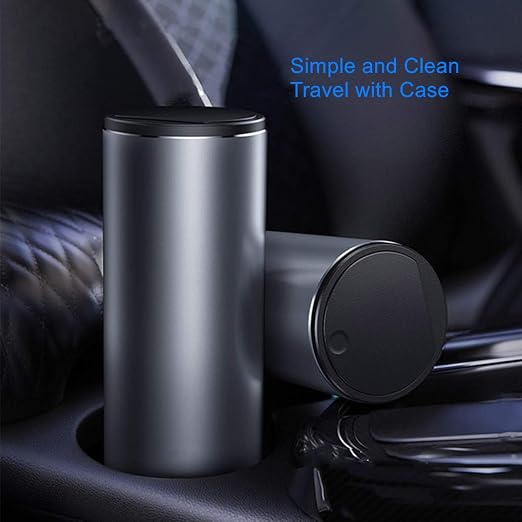 Tumecos Car Trash Can Vehicle Automotive Cup Holder Bottle Trash Can Garbage Can with Lid Dust Box Cup Holder (Grey)