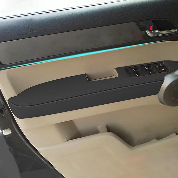 AOMSAZTO Front Door Panels Armrest Cover Leather Left & Right for Honda Cr-V CRV 2007-2012 (Black)