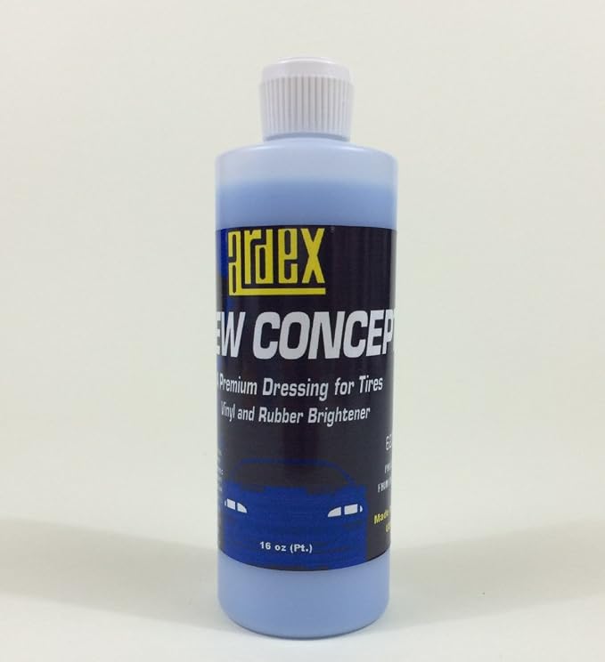 Ardex New Concept Professional Tire & Trim Shine - Water-Based Dressing for Vinyl, Rubber, Dash & Seats - Long-Lasting Tire Cleaner & Shine Applicator - Protects Interior/Exterior Surfaces - 16oz