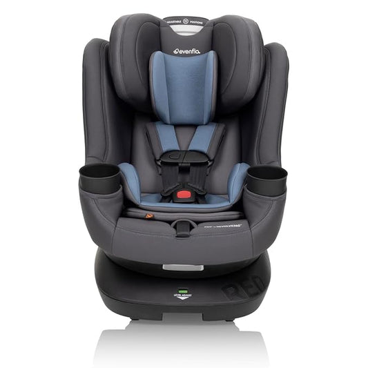 Evenflo REO by Revolve360 Rotating Convertible Car Seat with Quick Clean Cover, Infant to Toddler, Forward and Rear Facing, Compact Design, One-time Install (Nantucket)