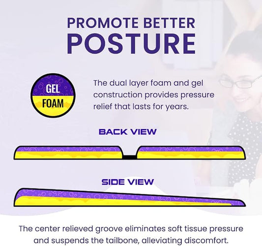 G Seat LITE Travel Gel Foam Cushion | Back Pain, Sciatica, Pressure Relief | Relieves Tailbone Discomfort, Promote Healthy Posture | Ergonomic Comfort | Car, Commute, Airplane and Travel - Blue