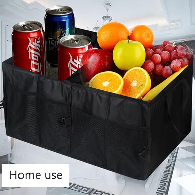 Trunk Organizer Car Basket Storage Tote Organizer Small Black Collapsible Snack Bins for Car SUV Sedan