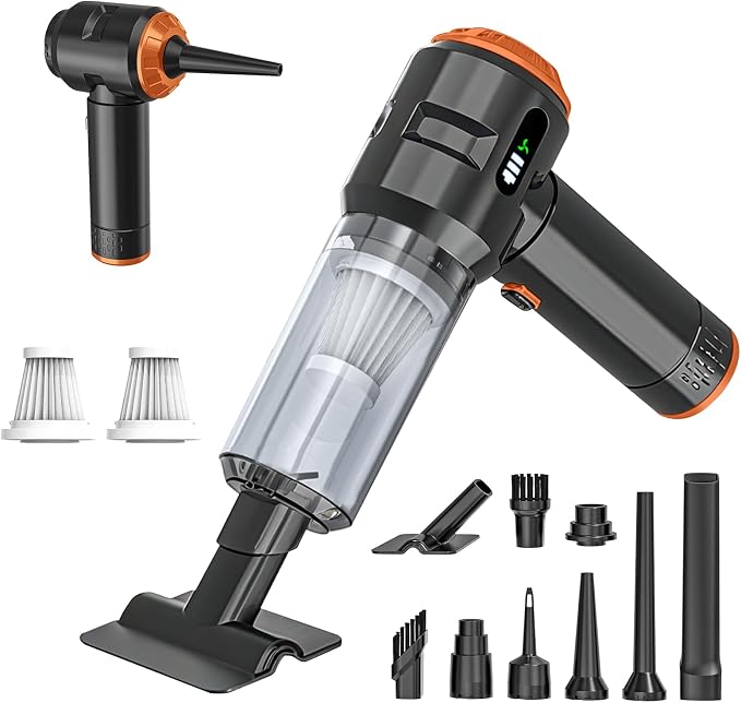 Handheld Vacuum Cleaner Cordless, 23000Pa Powerful Car Mini Vacuum Cleaner, Rechargeable Portable Lightweight dust Catcher for Home Car Carpet Stairs Pet Hair Deep Cleaning(Black-Orange)