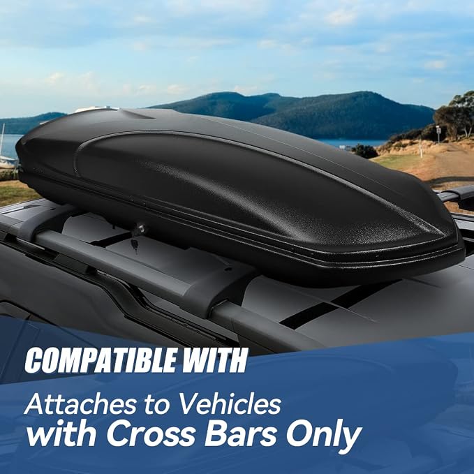 Auto Dynasty Hard Shell Roof Top Mount Car Storage Travel Luggage Box Cargo Carrier with Security Keys, 80 (L) x 30 (W) x 13 (H) Inches, Capacity 110 Pounds, 15 Cubic Feet, Textured Black