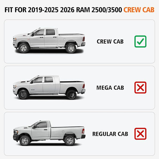 All Weather Car Floor Mats for 2019-2025 2026 Ram 2500/3500 Crew-Cab with Bucket Seat (Not for PTO KIT Models), TPE Rubber Floor Liners Anti-Slip Full Set Automotive Mats for 2024 Ram Accessories