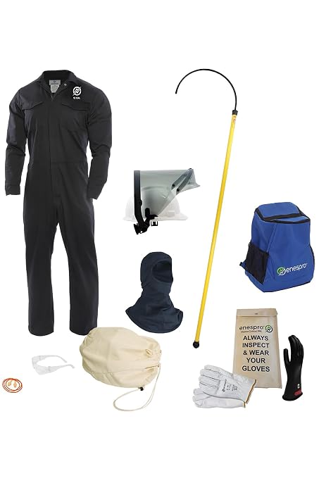 Enespro 12 Cal Coverall EV Hazard Kit, Hybrid Electric Vehicle High Voltage Safety Kit, Glove Size 10, Small