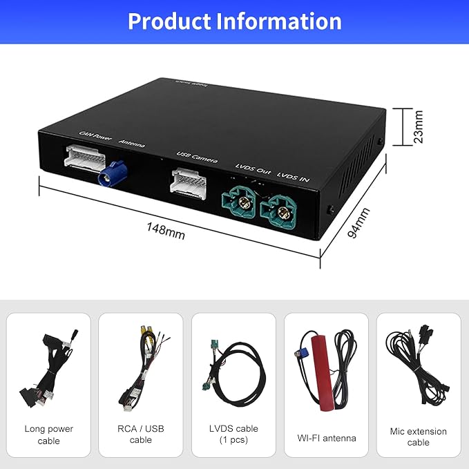 Road Top Wireless CarPlay Interface Decoder for BMW EVO ID5/ID6 | For BMW 1 2 3 4 5 6 7 Series & M3 M4 M5 X1 X2 X3 X4 X5 X6, Support Wireless Carplay, Android Auto, MirrorLink