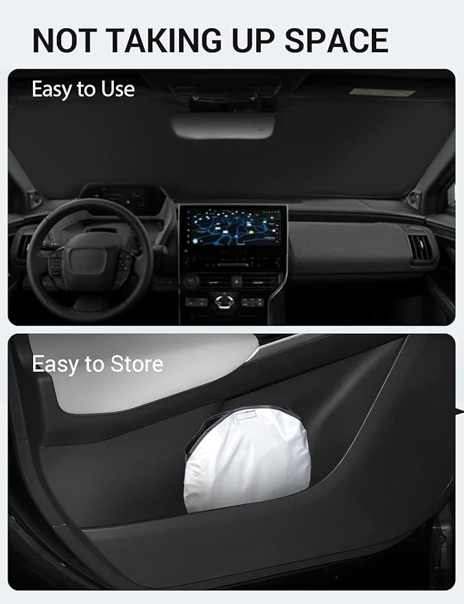 Proadsy 2026 Upgrade Windshield Sun Shade Custom Fit Toyota bZ4X 2023-2026 4-Layer Foldable Front Sunshade Protector Sun Visor Blocks UV Rays Keep Car Cooler