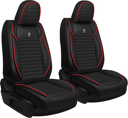 Seat Covers Fit for Nissan Rogue 2015-2026, Breathable and Comfortable Leather Car Seat Cover, Standard Waterproof Cushion Cover Auto Interior Accessories (Black Red)
