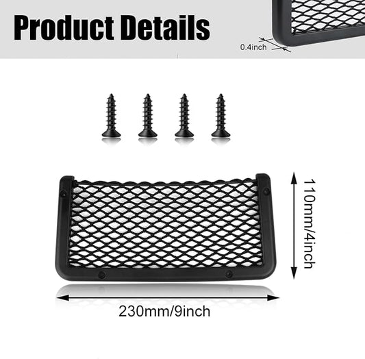 ABS Plastic Frame Automotive Cargo Nets Car Net Pocket Phone Car Mesh Net Holder RV Storage Boat Cargo Pocket Organizer Framed Mesh Net Pocket with Screws for Auto RV Net(4, 9 x 4 Inch)