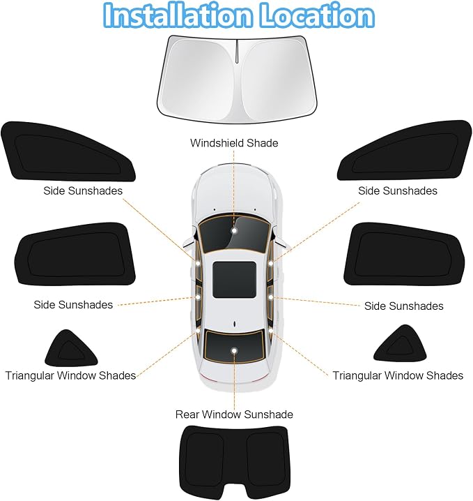 KUST Car Window Shades for Nissan Altima 2013-2018 Windshield Sun Shade Side Window Cover UV Block Privacy Protection Accessories for Camping Blackout Rear Back Full Set 8PCS