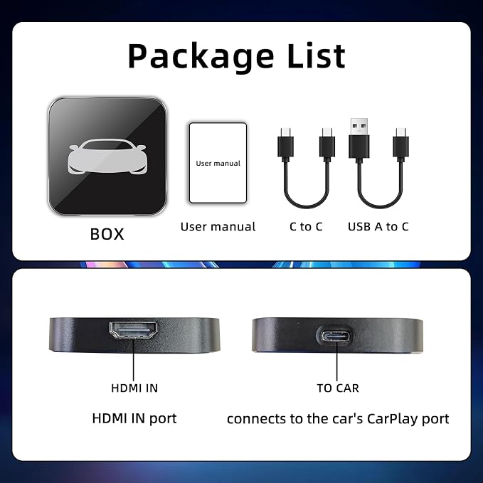 Car TV Adapter Wireless CarPlay, HDMI to USB Converter, Support Fire TV Stick, Game Consoles, Carplay HDMI Adapter Only for Wired CarPlay Cars (Model Year: 2015 to 2025)