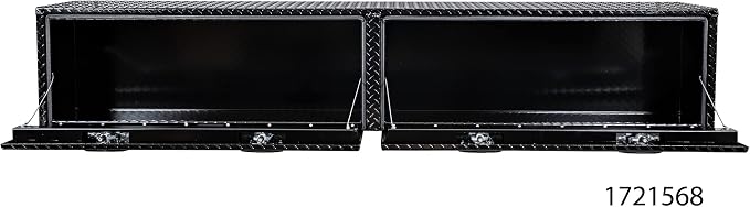 Buyers Products 1721568 Black Aluminum Diamond Tread Topsider Truck Box With Drop Door, 96x18x16 Inch, Weather Resistant, Locking Compression Latch, No Drill Install, Made in USA