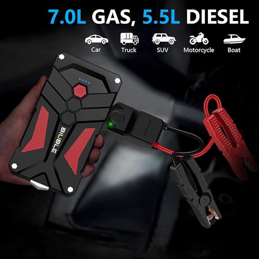 Jump Starter Car Jump Starter Auto Battery Booster Pack 5000A Peak 12V with USB-C Quick Charge,Lithium Jump Box with LED Light(Up to 7.0L Gas or 5.5L Diesel Engine)