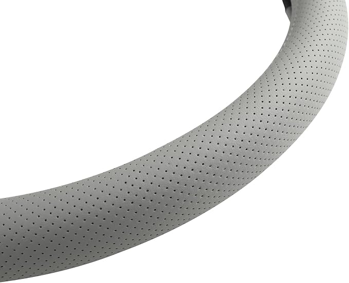 West Llama 3D Texture Steering Wheel Cover for Toyota, Anti-Slip Design, Premium Leather, Custom Fit for 14.5-15 inch, Stylish Interior Decoration(Gray+Black-Standard Size)