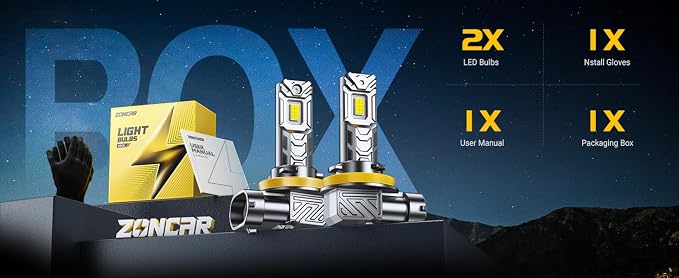 H16 H8 H11 LED Bulb White, 60,000 LM 800% Brighter, Enhanced Penetration in Foggy Rainy Snowy, Daytime Running H11 LED Fog Lights, 1:1 Mini Size Plug & Play, Pack of 2