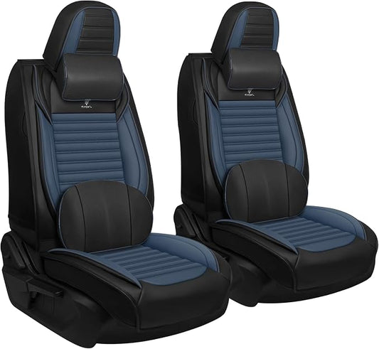 Seat Covers Fit for Nissan Rogue 2015-2026, Breathable and Comfortable Leather Car Seat Cover, Deluxe Waterproof Cushion Cover Auto Interior Accessories,Standard (Black Blue)