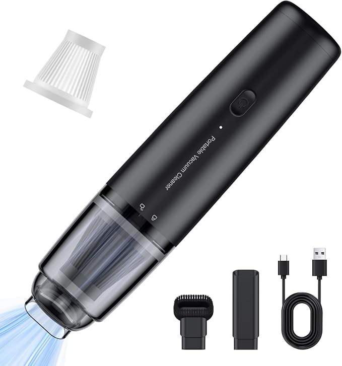 Car Handheld Vacuum Cordless 11000 PA Suction Power, Portable Mini Vacuum Cleaner for Car Home Office and Pet Hair, Black