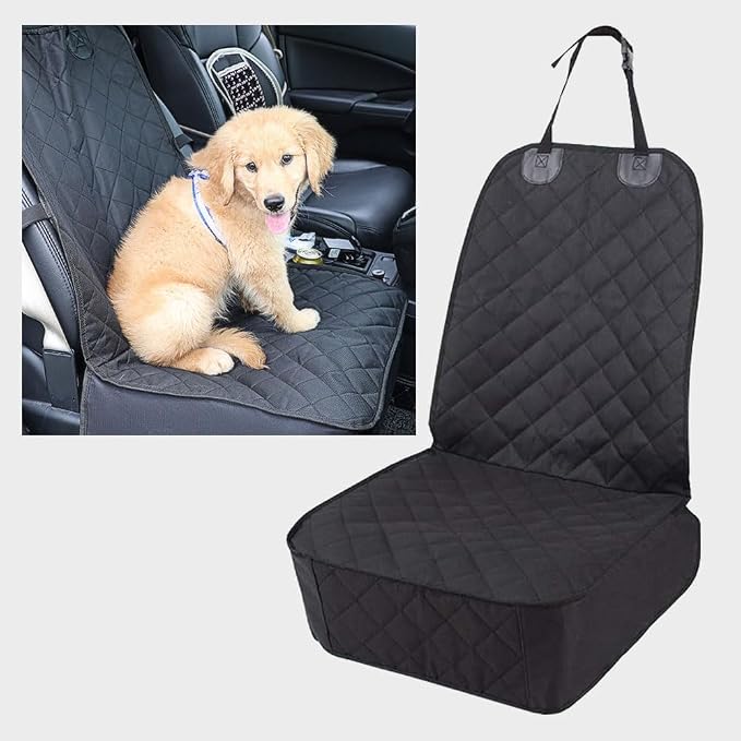 Waterproof Front Seat Car Cover, Pet Front Cover for Cars, Scratch Proof & Nonslip Seat Pet Cover, Dog Car Seat Cover with Seat Belt Fits Most Cars, Suvs