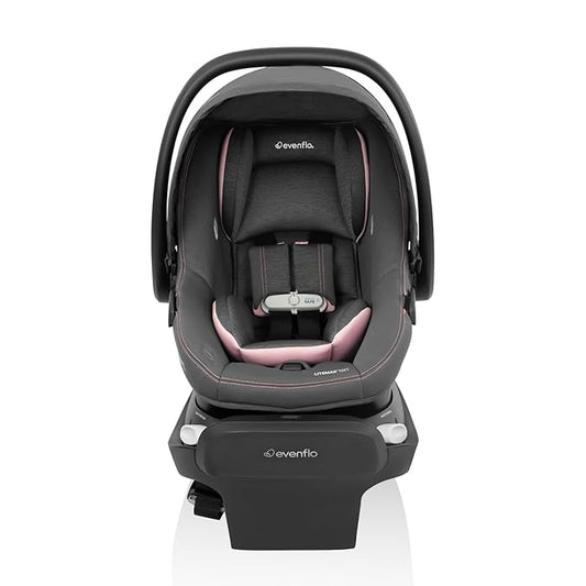 Evenflo Revolve180 LiteMax NXT Rotating Rear-Facing Lightweight Preemie and Infant Car Seat 3-30lbs with Green & Gentle. Easy Install with Base (Primrose Pink)